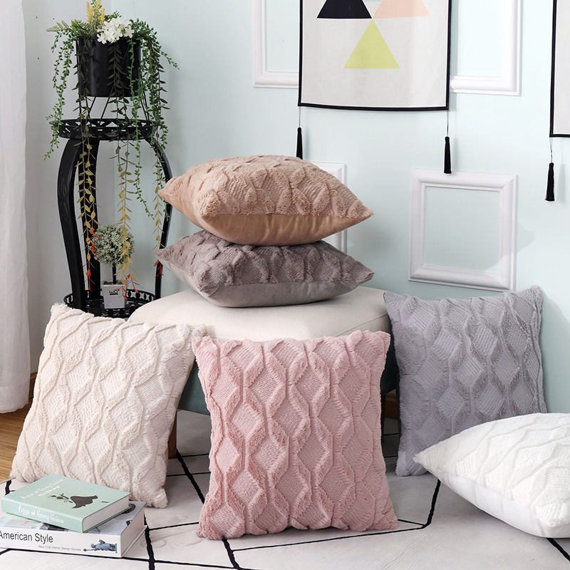 Nordic Home Decor Geometric Housse De Coussin 45*45 Decorative Pillows Cushion Cover Plush Pillow Cover for Sofa Living Room