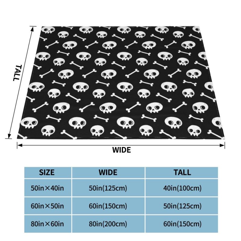 Cute Skull Nikury Blankets Coral Fleece Plush All Season Horror Scary Lightweight Throw Blankets for Bed Travel Bedspread/