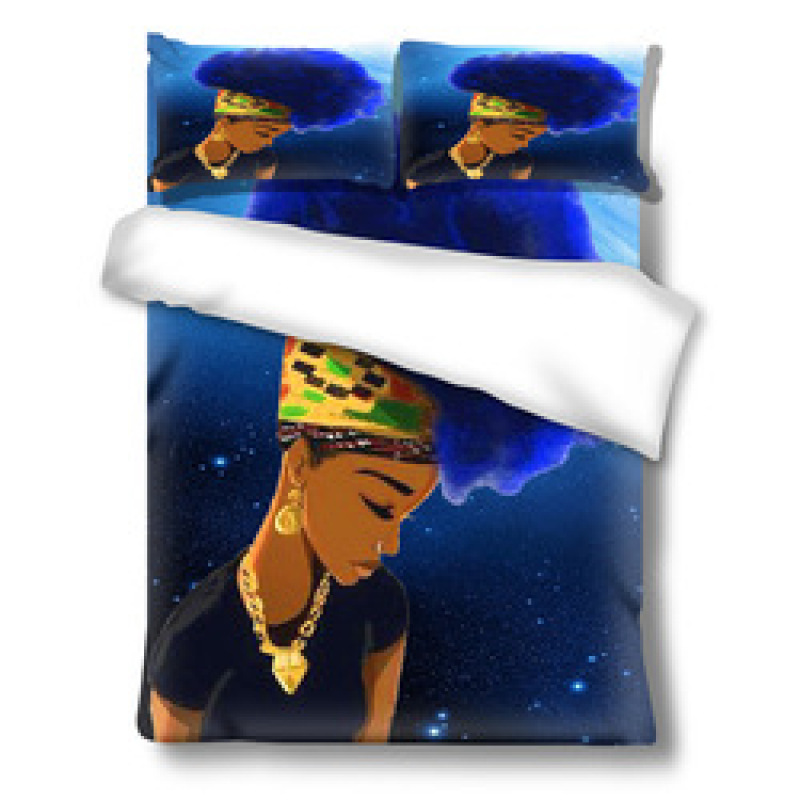 custom printed bed sheets, african black girl stock lot bed sheet/