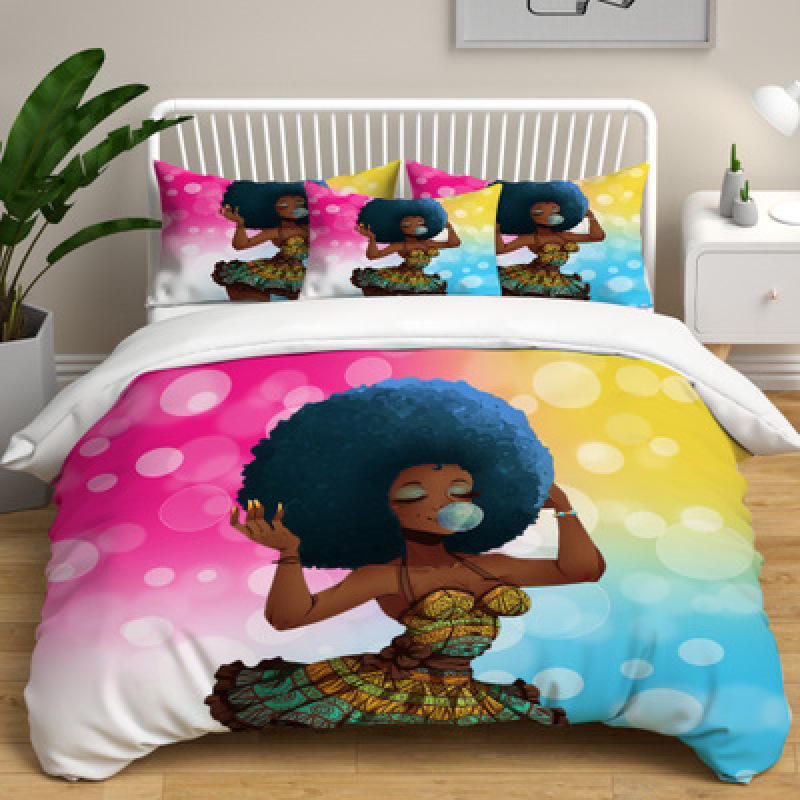 custom printed bed sheets, african black girl stock lot bed sheet/