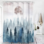 Flower Painting Printed Mildew Proof Polyester Shower Curtains Washable Waterproof Shower Curtains for Bathroom Home Decor