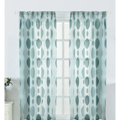 New Design Curtain with Valance, Aqua Color Jacquard Sheer Curtain/