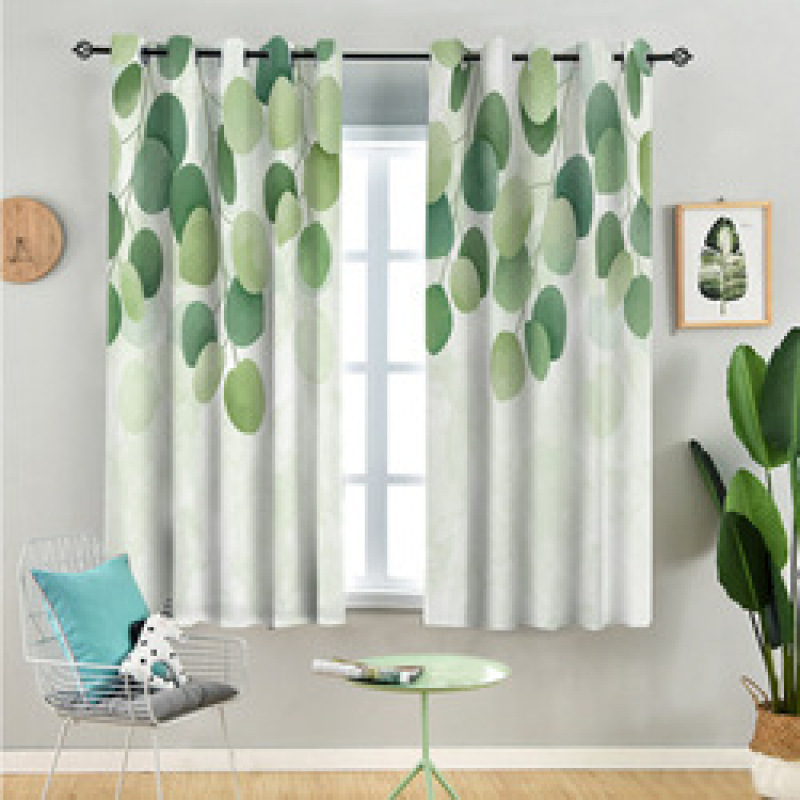 China Suppliers Digital Printing Blackout Curtain, New Designs Tropic Palm Banana Leaf Printed Window Grommet Curtain/