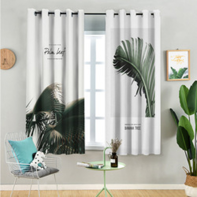 China Suppliers Digital Printing Blackout Curtain, New Designs Tropic Palm Banana Leaf Printed Window Grommet Curtain/
