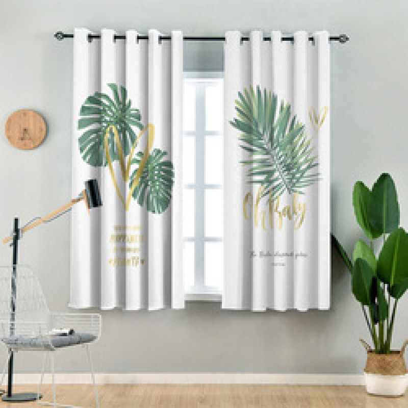 China Suppliers Digital Printing Blackout Curtain, New Designs Tropic Palm Banana Leaf Printed Window Grommet Curtain/