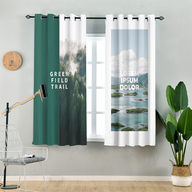 China Suppliers Digital Printing Blackout Curtain, New Designs Tropic Palm Banana Leaf Printed Window Grommet Curtain/