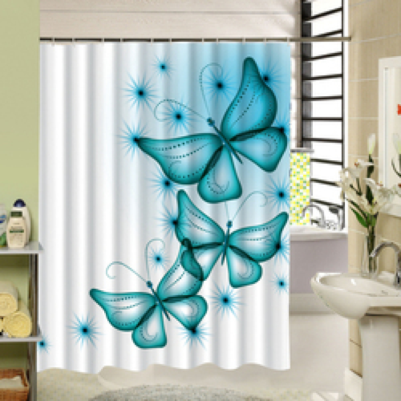 New Polyester Fabric Shower Curtain Purple Waterproof Home Bathroom Curtains Butterfly Bath Curtain For Bathroom Decor/