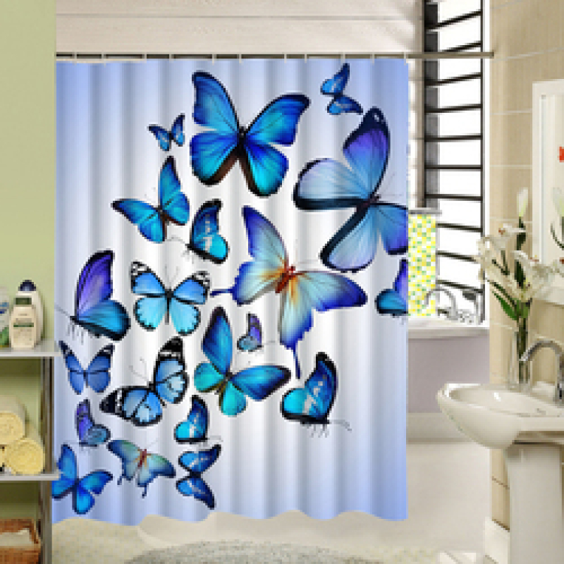New Polyester Fabric Shower Curtain Purple Waterproof Home Bathroom Curtains Butterfly Bath Curtain For Bathroom Decor/