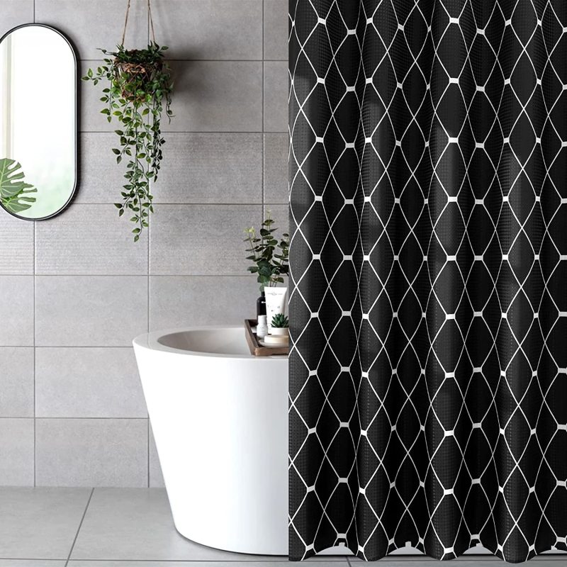 Modern Shower Curtains Geometric Flowers Cartoon Bath Curtain Cortina Waterproof Polyester For Bathroom with 12pcs Plastic Hooks