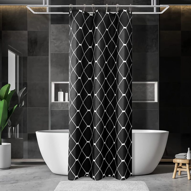 Modern Shower Curtains Geometric Flowers Cartoon Bath Curtain Cortina Waterproof Polyester For Bathroom with 12pcs Plastic Hooks