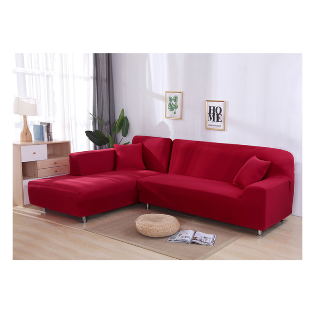 1/2/3seater Recliner Red L Shape Sofa Slipcovers, Fashion Latest Design Solid Cover Sectional Sofa Modern Decorative Plain Dyed