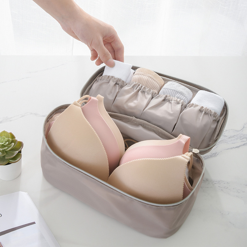 Simple and versatile Polyester 28*14*12cm high-capacity Bra organizer makeup Underwear storage bag for travel business trip