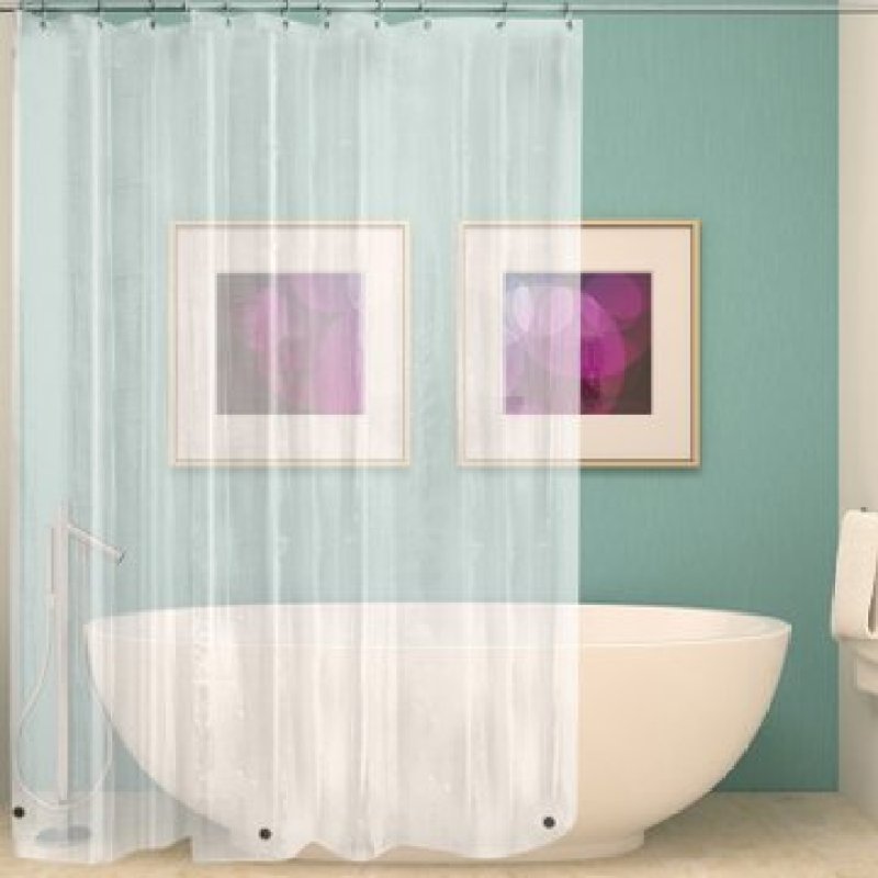 Metal Buttonhole With 3 Magnet Shower Curtain Lining, Peva Transparent Shower Curtain Lining/