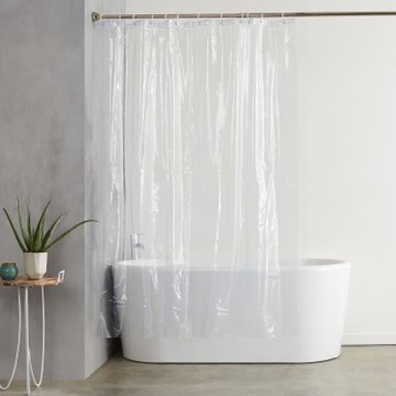 Metal Buttonhole With 3 Magnet Shower Curtain Lining, Peva Transparent Shower Curtain Lining/