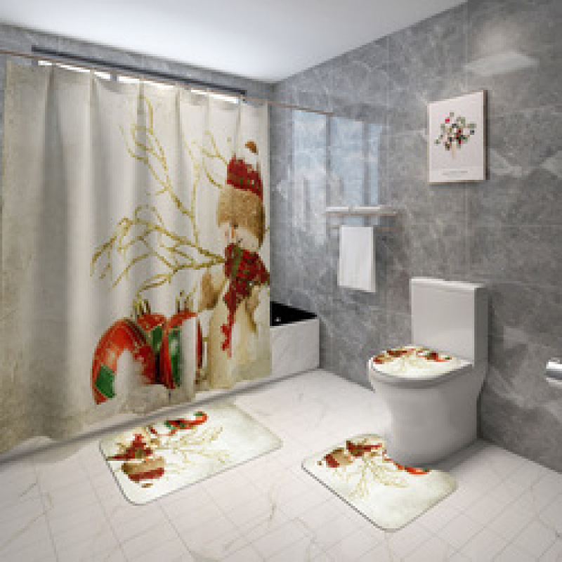 Bathroom Accessories Blackout Water Proof Shower Curtain Fabric Modern Christmas shower curtain as gift decoration