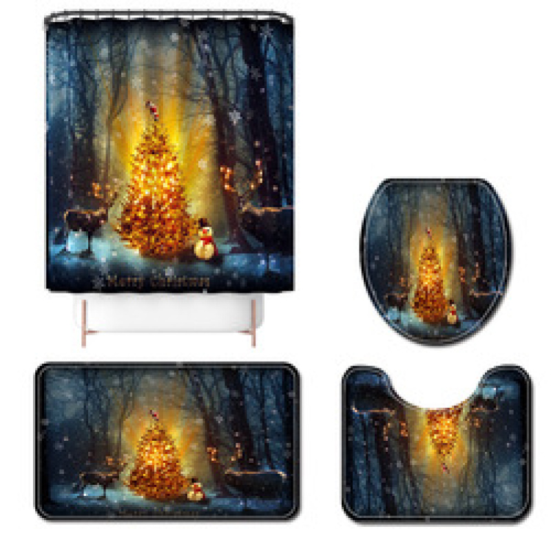 Bathroom Accessories Blackout Water Proof Shower Curtain Fabric Modern Christmas shower curtain as gift decoration