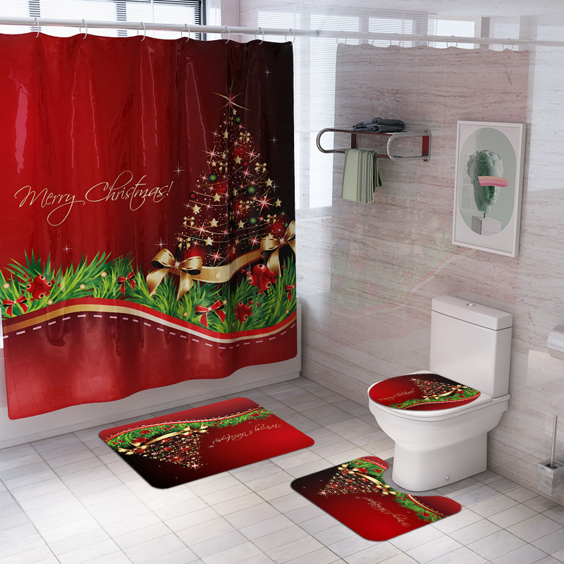 Bathroom Accessories Blackout Water Proof Shower Curtain Fabric Modern Christmas shower curtain as gift decoration