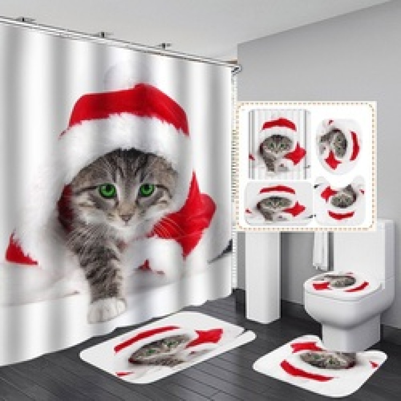 Bathroom Accessories Blackout Water Proof Shower Curtain Fabric Modern Christmas shower curtain as gift decoration