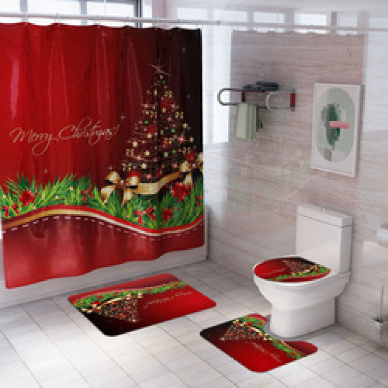 Bathroom Accessories Blackout Water Proof Shower Curtain Fabric Modern Christmas shower curtain as gift decoration