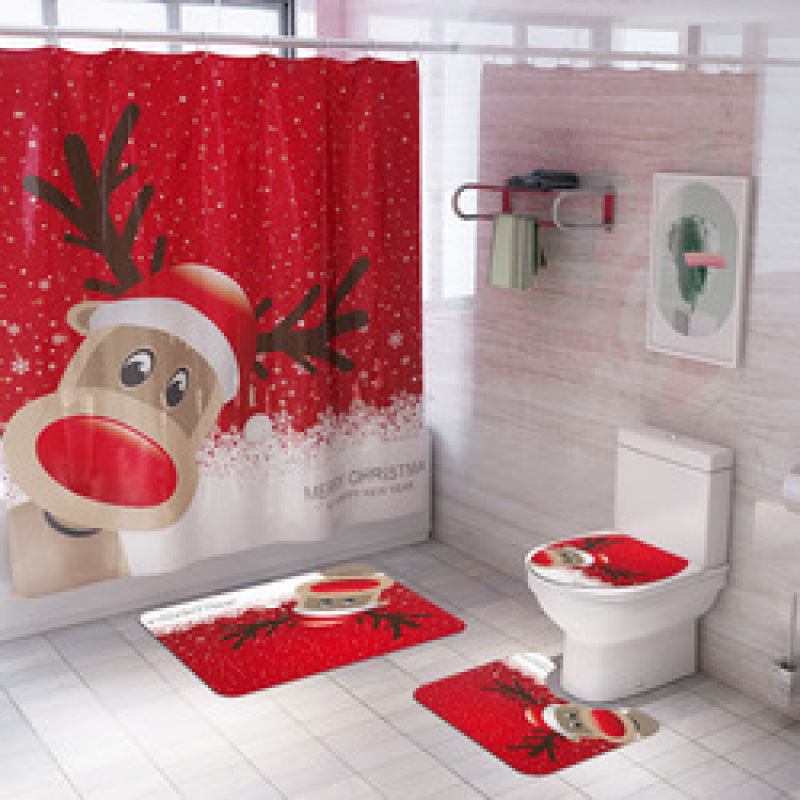 Bathroom Accessories Blackout Water Proof Shower Curtain Fabric Modern Christmas shower curtain as gift decoration