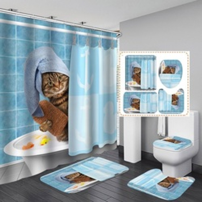 Bathroom Accessories Blackout Water Proof Shower Curtain Fabric Modern Christmas shower curtain as gift decoration