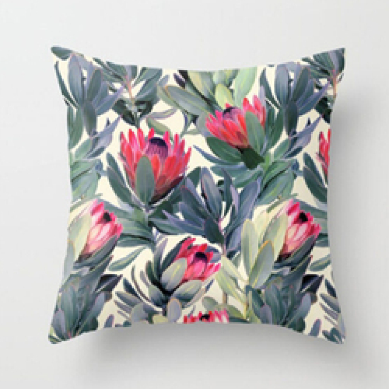 Home Decor Flower Digital Printing Cushion Cover Waterproof, Stock Lots Cushion Cover Fabric Cojines Decorativos/