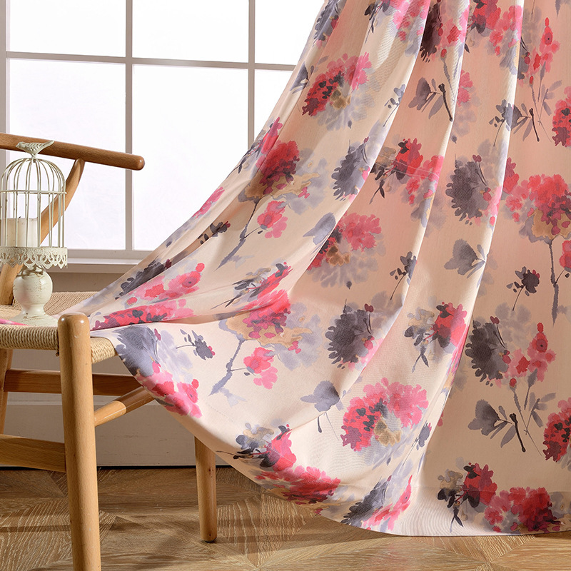 Hot selling  Designs Floral Living Room Printed Latest Curtain Fashion