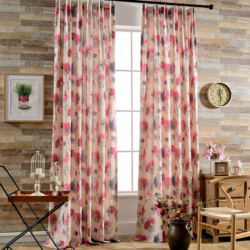 Hot selling  Designs Floral Living Room Printed Latest Curtain Fashion