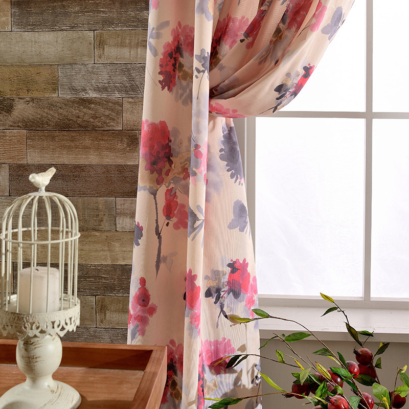 Hot selling  Designs Floral Living Room Printed Latest Curtain Fashion