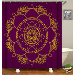 Wholesale special price custom 3d printed Christmas bathroom elegant shower curtain polyester and mat sett/
