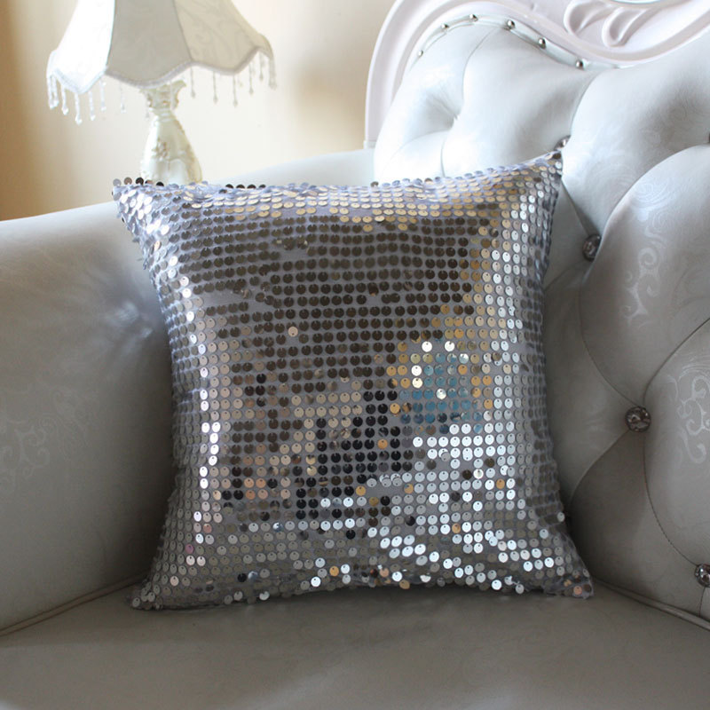 Black And Silver Sequin Decorative New Year Cushion Cover, Ready Made Homes 60 X 60 Funda De Cojin/