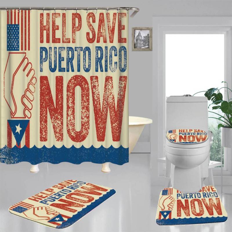 2022 Custom Print Designer Shower Curtains Sets, Popular Puerto Rico Shower Curtain#