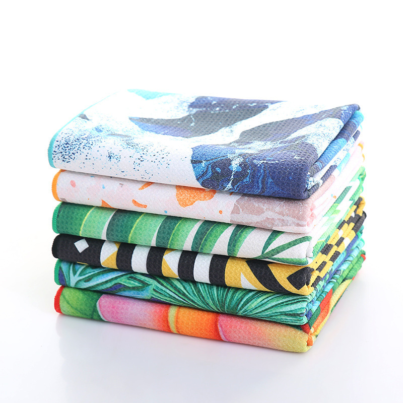 Custom Waffle Microfiber Beach Towel, OEM Soft Printing Beach Towel #