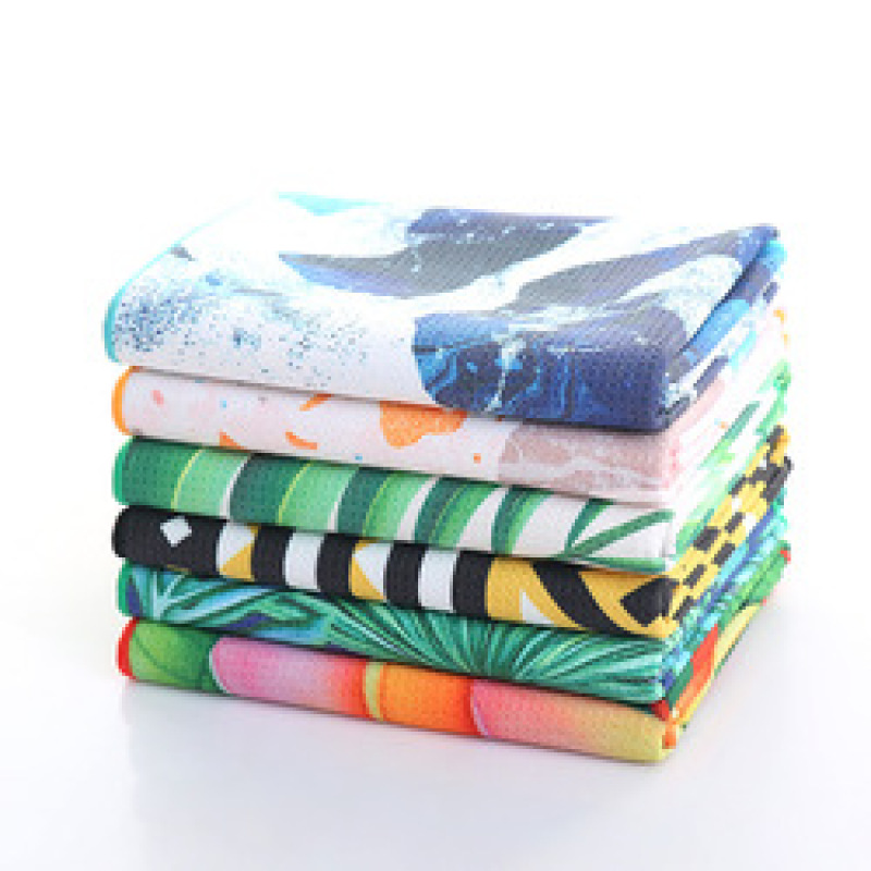 Custom Waffle Microfiber Beach Towel, OEM Soft Printing Beach Towel #