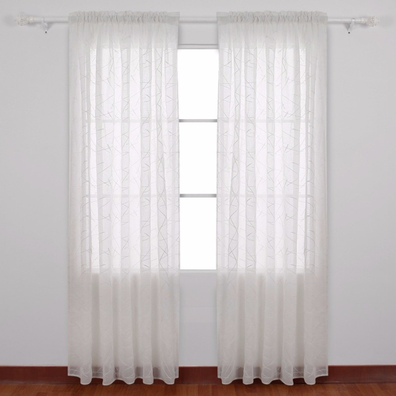 top quality beautiful floral embroidered european sheer voile curtain