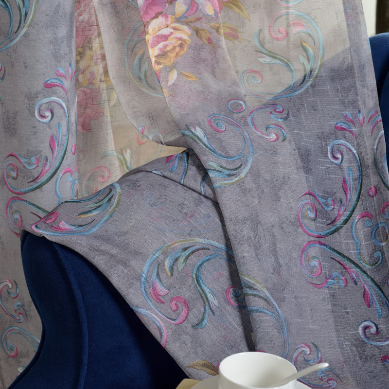 Customized 100% Polyester african print Livingroom Printed Sheer Curtain
