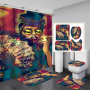 Hot Sale Fancy Digital Printed Hand Draw African Man Woman Shower Curtain Set, China Anti Fungal With Small Eyelet Shower Curta