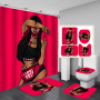 Hot Sale Fancy Digital Printed Hand Draw African Man Woman Shower Curtain Set, China Anti Fungal With Small Eyelet Shower Curta