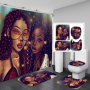 Hot Sale Fancy Digital Printed Hand Draw African Man Woman Shower Curtain Set, China Anti Fungal With Small Eyelet Shower Curta