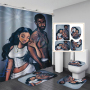 Hot Sale Fancy Digital Printed Hand Draw African Man Woman Shower Curtain Set, China Anti Fungal With Small Eyelet Shower Curta