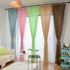 Wholesale stock lot coloured voile curtain fabrics, sheer fancy sliding panel curtain/