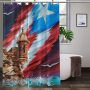 Clear Printed Shower Curtain Set, National Flag Home Decor Polyester Shower Curtains Set&