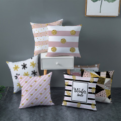 Nordic Style Gold Geometric Print Cushion Cover, Custom Sofa Square Cushion Cover /