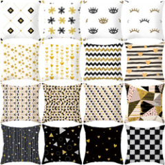 Nordic Style Gold Geometric Print Cushion Cover, Custom Sofa Square Cushion Cover /