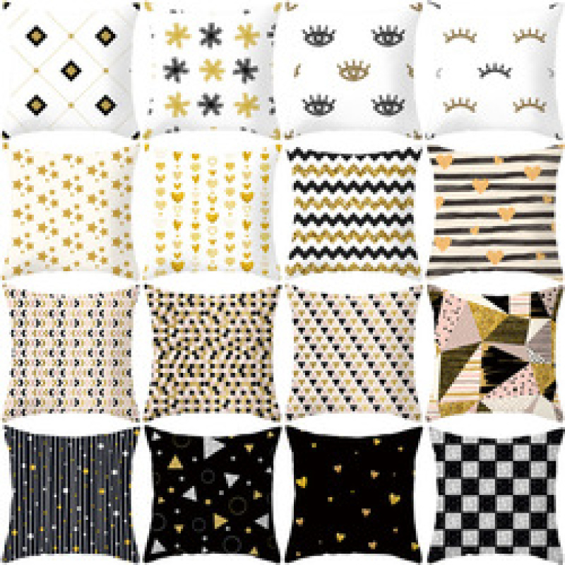 Nordic Style Gold Geometric Print Cushion Cover, Custom Sofa Square Cushion Cover /