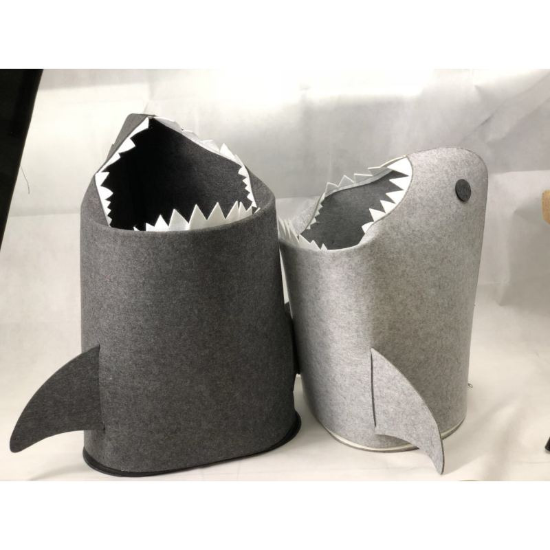 Amazon Cartoon shark felt 41*35*58CM Laundry basket sundry storage bag 490g basket Desktop bucket