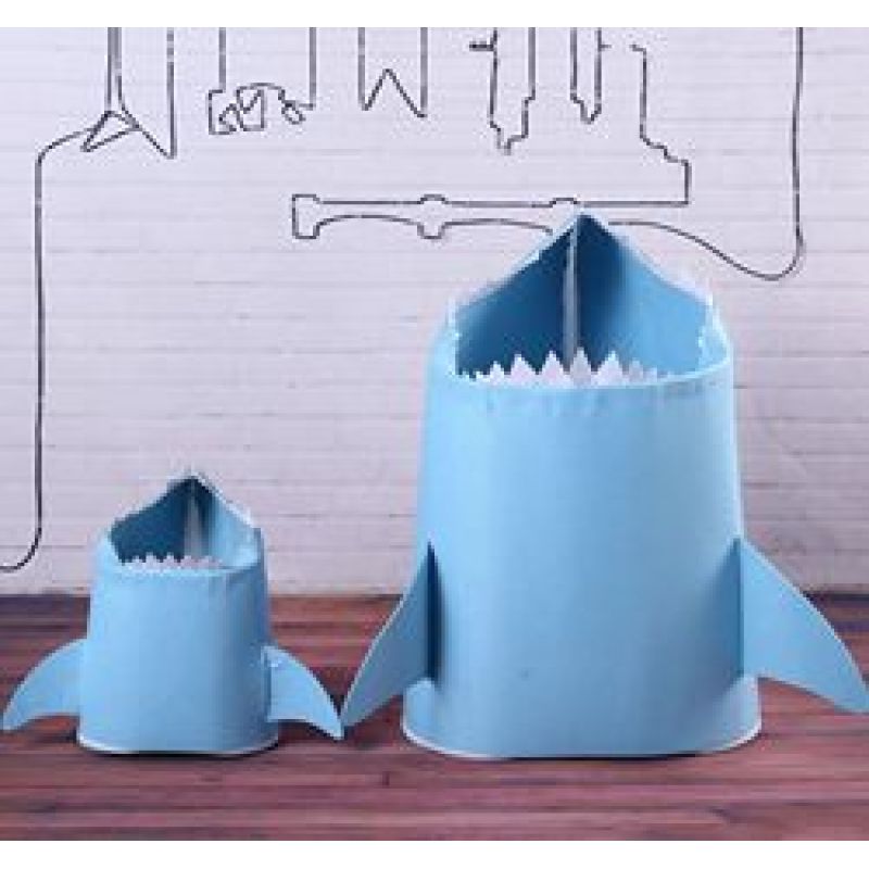 Amazon Cartoon shark felt 41*35*58CM Laundry basket sundry storage bag 490g basket Desktop bucket