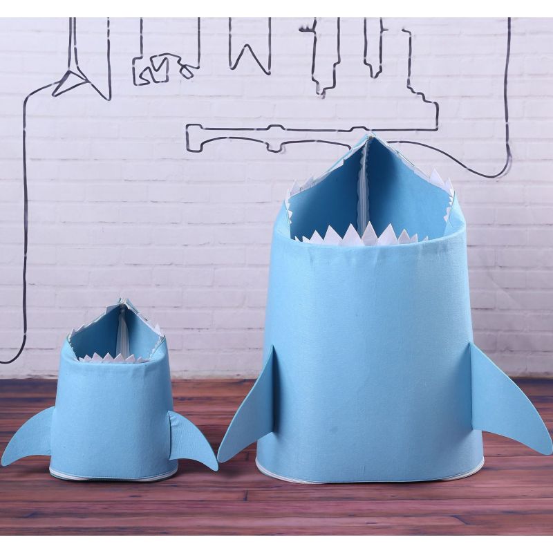 Amazon Cartoon shark felt 41*35*58CM Laundry basket sundry storage bag 490g basket Desktop bucket