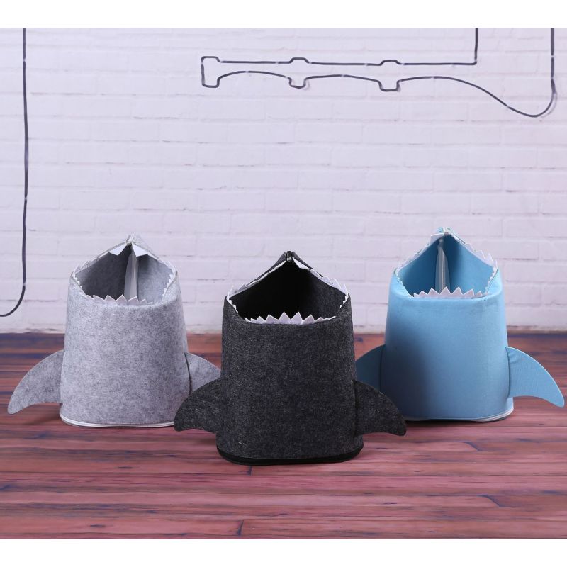 Amazon Cartoon shark felt 41*35*58CM Laundry basket sundry storage bag 490g basket Desktop bucket