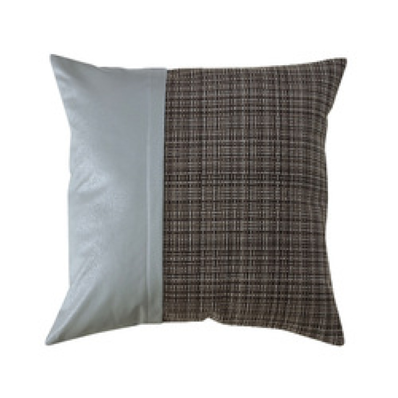 stripe genuine leather pillowcase 100% poly jacquard Fabric And Leather Splice Pillow Covers New Styles